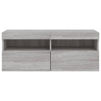TV-Wandschrank mit LED-Leuchten Grau Sonoma 100x30x40 cm