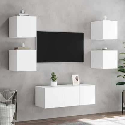 TV-Wandschrank mit LED-Leuchten Weiß 30,5x35x30 cm
