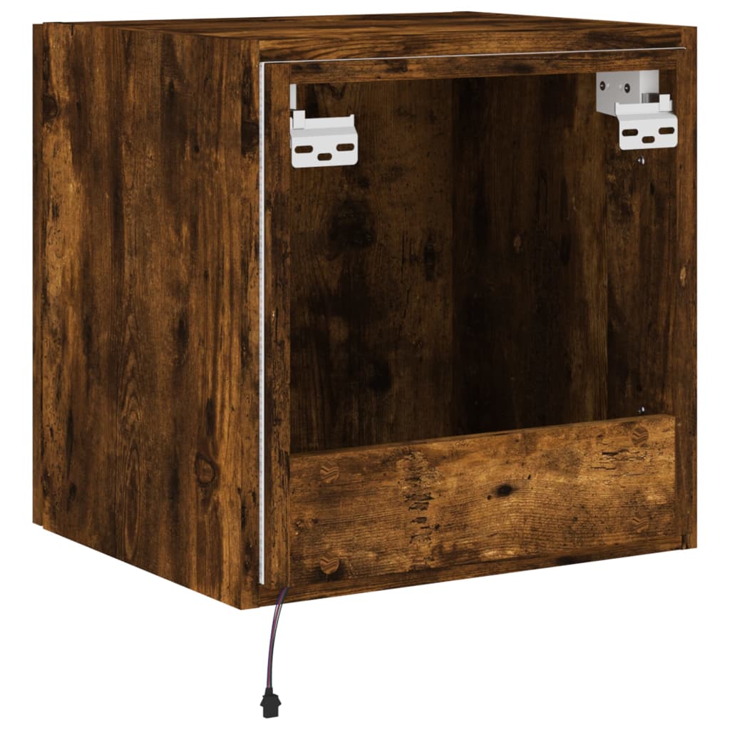 TV-Wandschrank mit LED-Leuchten Räuchereiche 40,5x35x40 cm