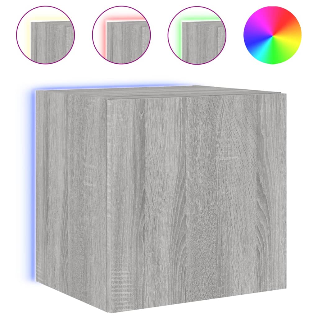 TV-Wandschrank mit LED-Leuchten Grau Sonoma 40,5x35x40 cm