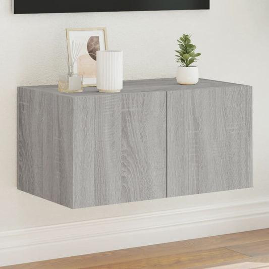 TV-Wandschrank mit LED-Leuchten Grau Sonoma 60x35x31 cm