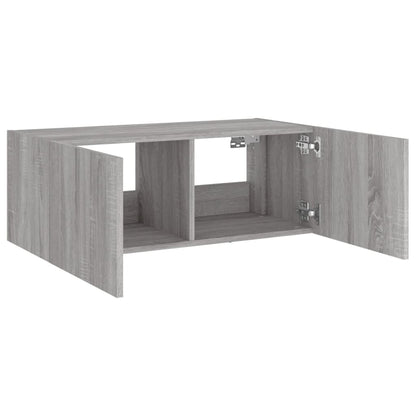 TV-Wandschrank mit LED-Leuchten Grau Sonoma 80x35x31 cm