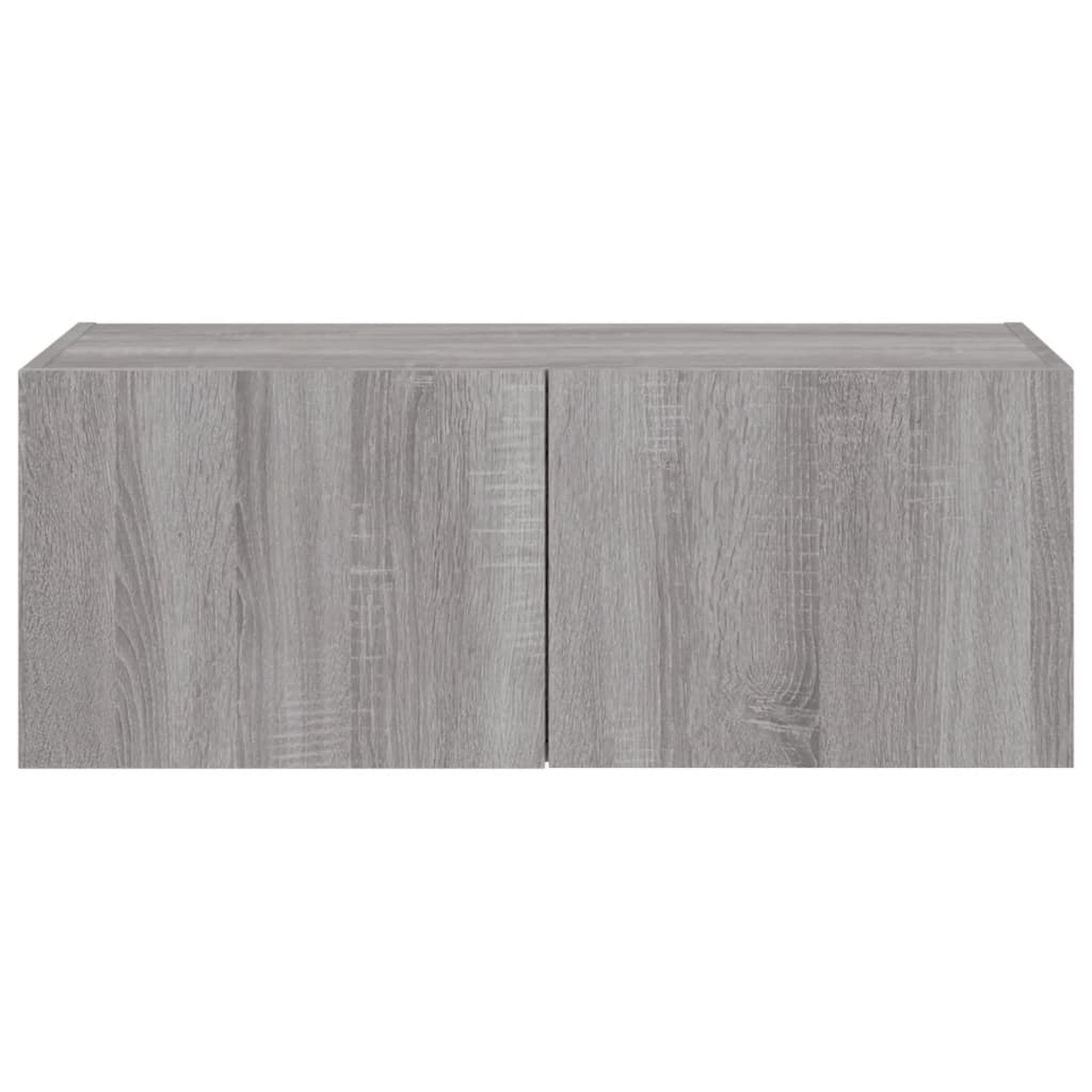 TV-Wandschrank mit LED-Leuchten Grau Sonoma 80x35x31 cm