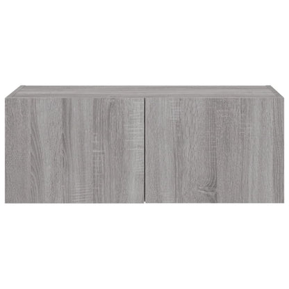 TV-Wandschrank mit LED-Leuchten Grau Sonoma 80x35x31 cm