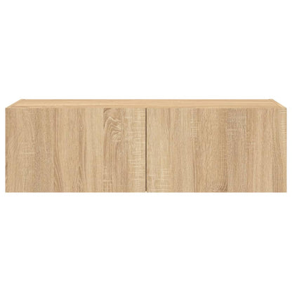 TV-Wandschrank mit LED-Leuchten Sonoma-Eiche 100x35x31 cm