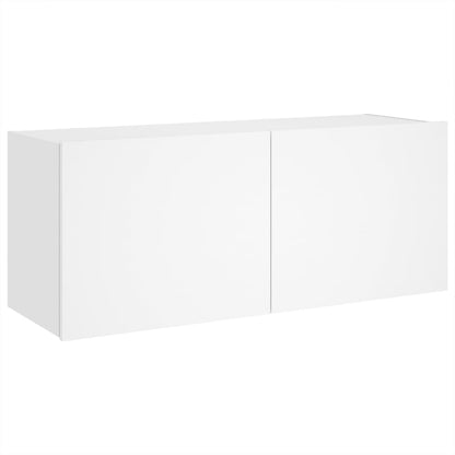 TV-Wandschrank mit LED-Leuchten Weiß 100x35x41 cm