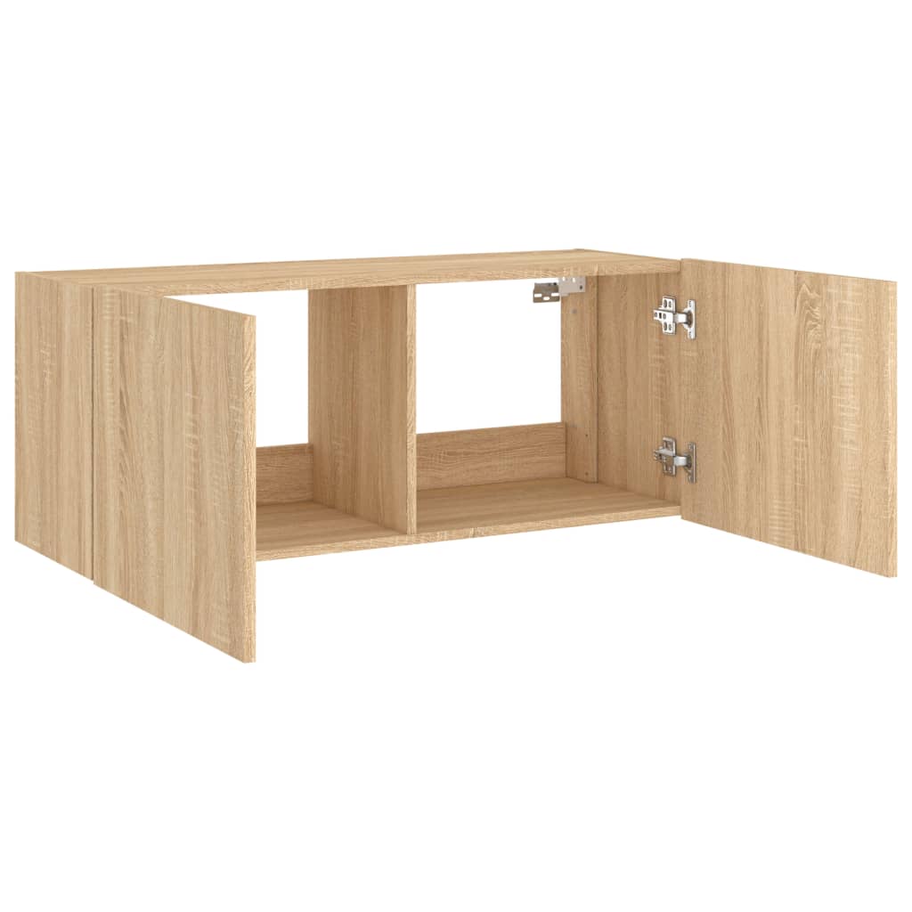 TV-Wandschrank mit LED-Leuchten Sonoma-Eiche 100x35x41 cm
