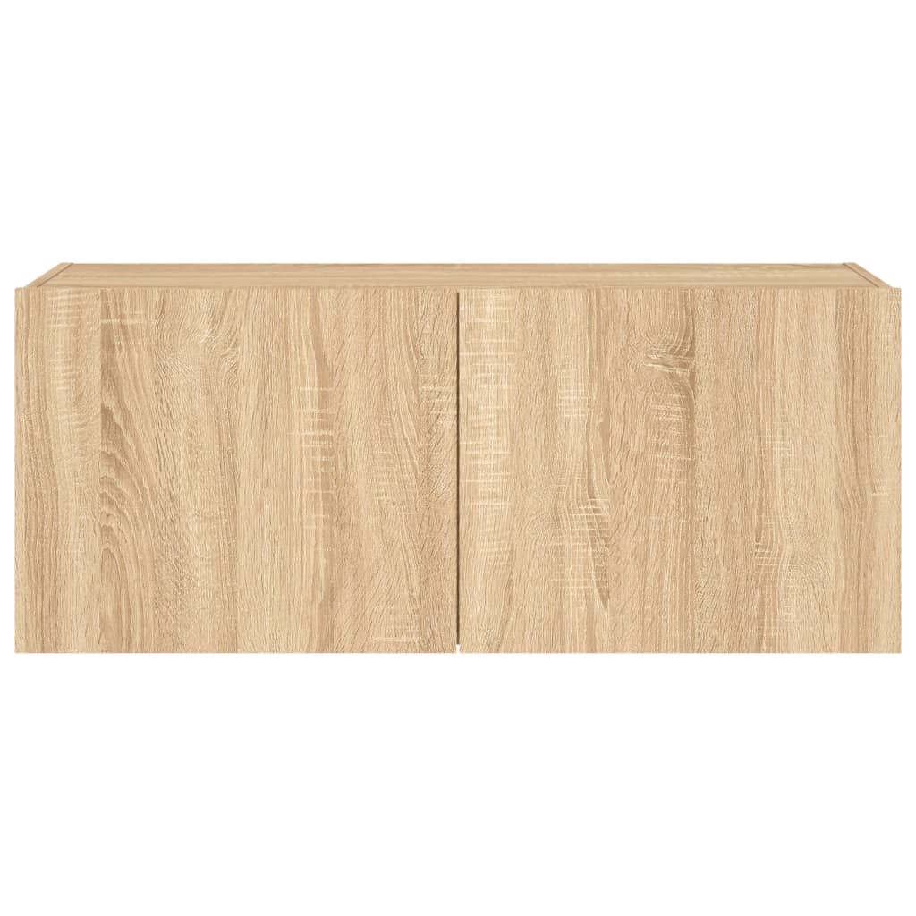 TV-Wandschrank mit LED-Leuchten Sonoma-Eiche 100x35x41 cm