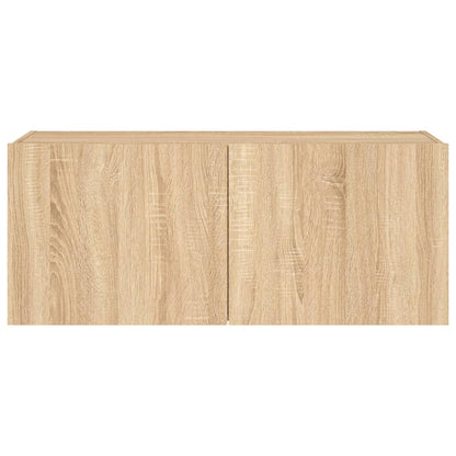TV-Wandschrank mit LED-Leuchten Sonoma-Eiche 100x35x41 cm