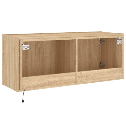 TV-Wandschrank mit LED-Leuchten Sonoma-Eiche 100x35x41 cm