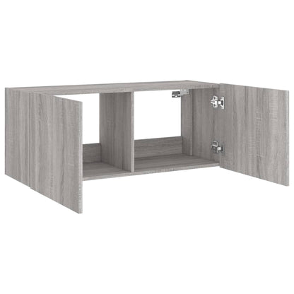 TV-Wandschrank mit LED-Leuchten Grau Sonoma 100x35x41 cm