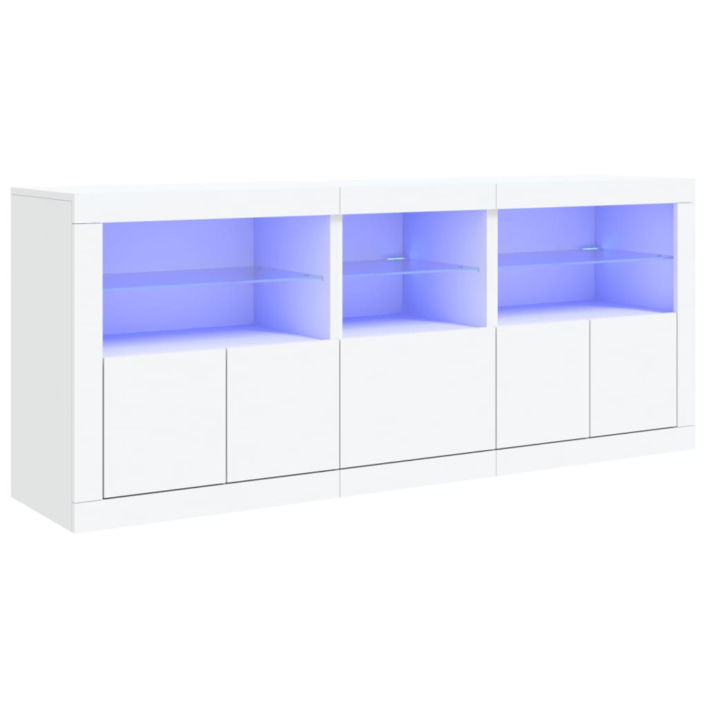 Sideboard mit LED-Leuchten Weiß 162x37x67 cm