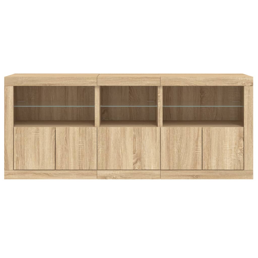 Sideboard mit LED-Leuchten Sonoma-Eiche 162x37x67 cm