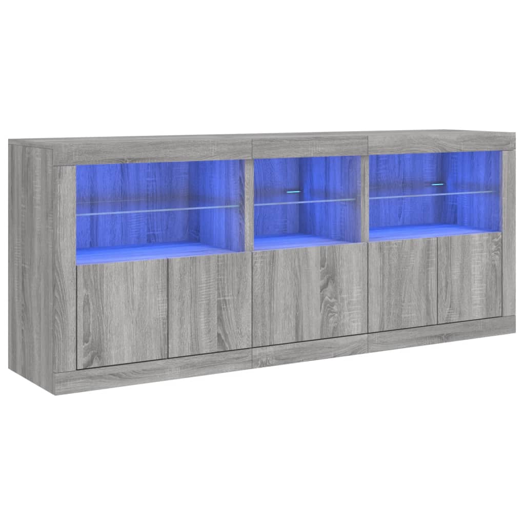 Sideboard mit LED-Leuchten Grau Sonoma 162x37x67 cm