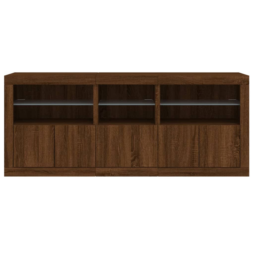 Sideboard mit LED-Leuchten Braun Eichen-Optik 162x37x67 cm