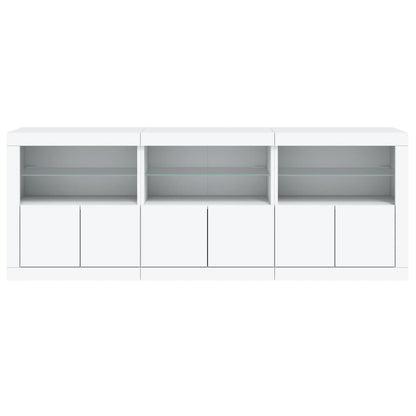Sideboard mit LED-Leuchten Weiß 181,5x37x67 cm