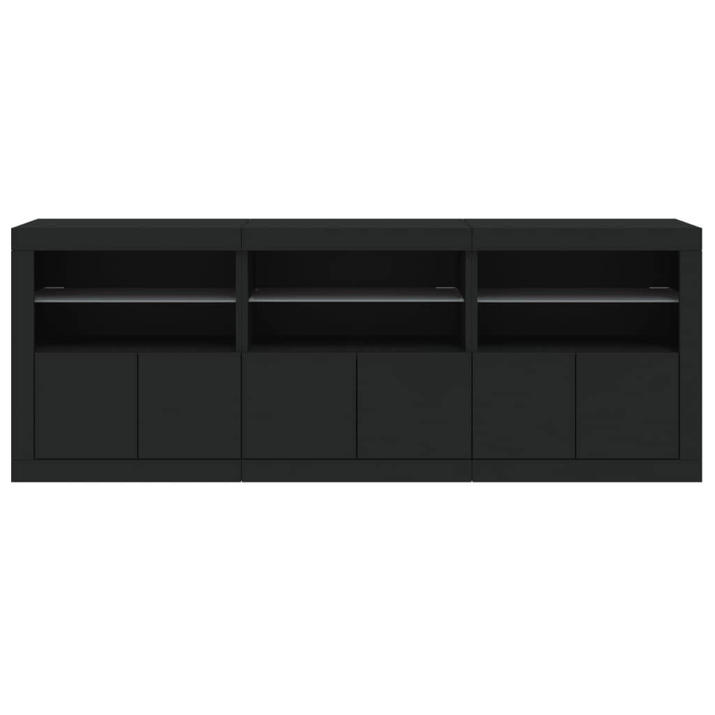 Sideboard mit LED-Leuchten Schwarz 181,5x37x67 cm