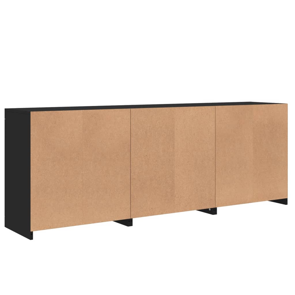 Sideboard mit LED-Leuchten Schwarz 181,5x37x67 cm