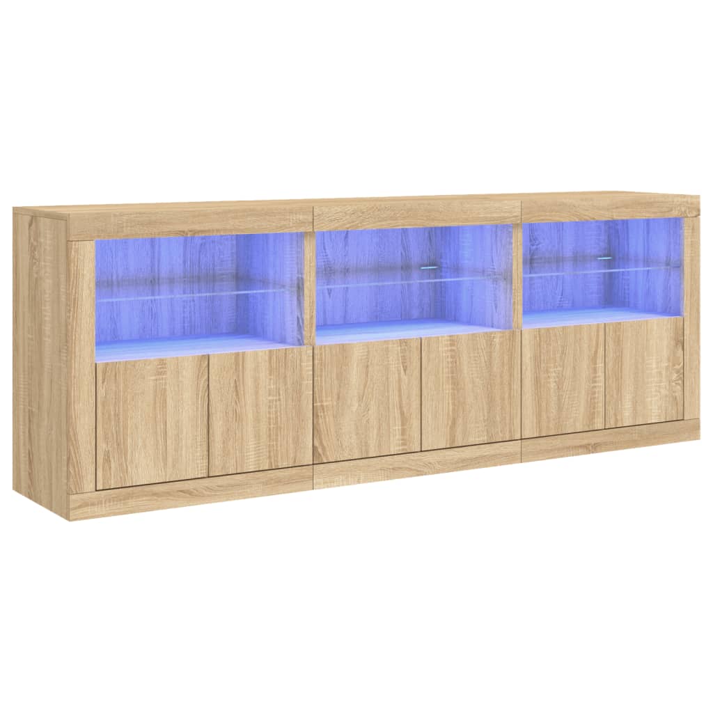 Sideboard mit LED-Leuchten Sonoma-Eiche 181,5x37x67 cm