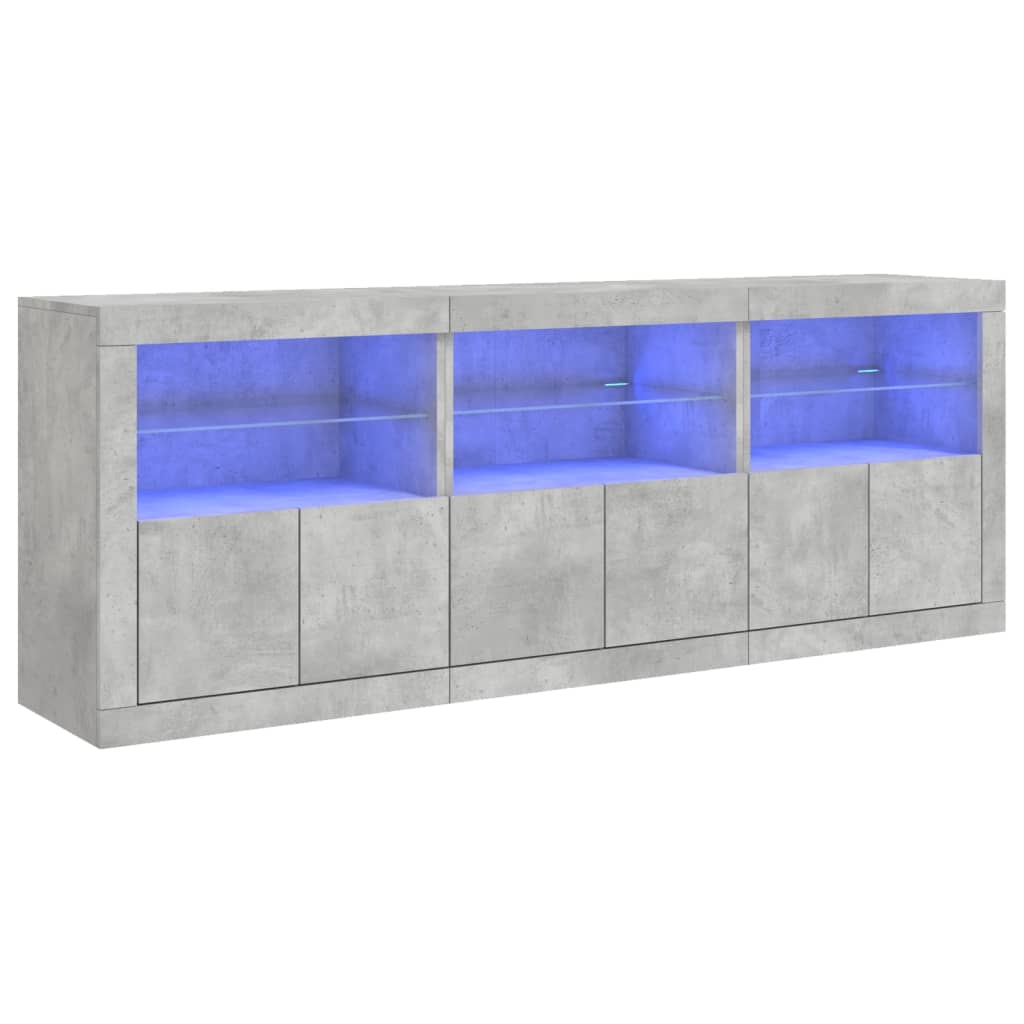 Sideboard mit LED-Leuchten Betongrau 181,5x37x67 cm