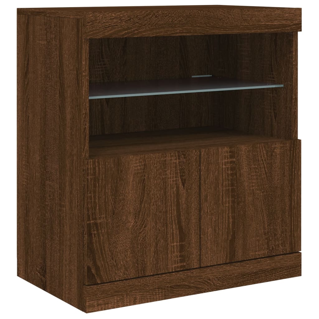 Sideboard mit LED-Leuchten Braun Eichen-Optik 181,5x37x67 cm