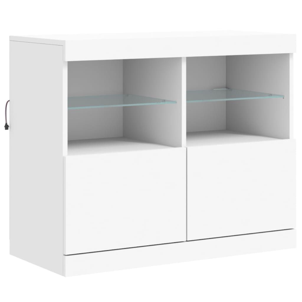 Sideboard mit LED-Leuchten Weiß 202x37x67 cm