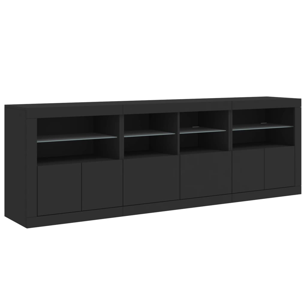 Sideboard mit LED-Leuchten Schwarz 202x37x67 cm