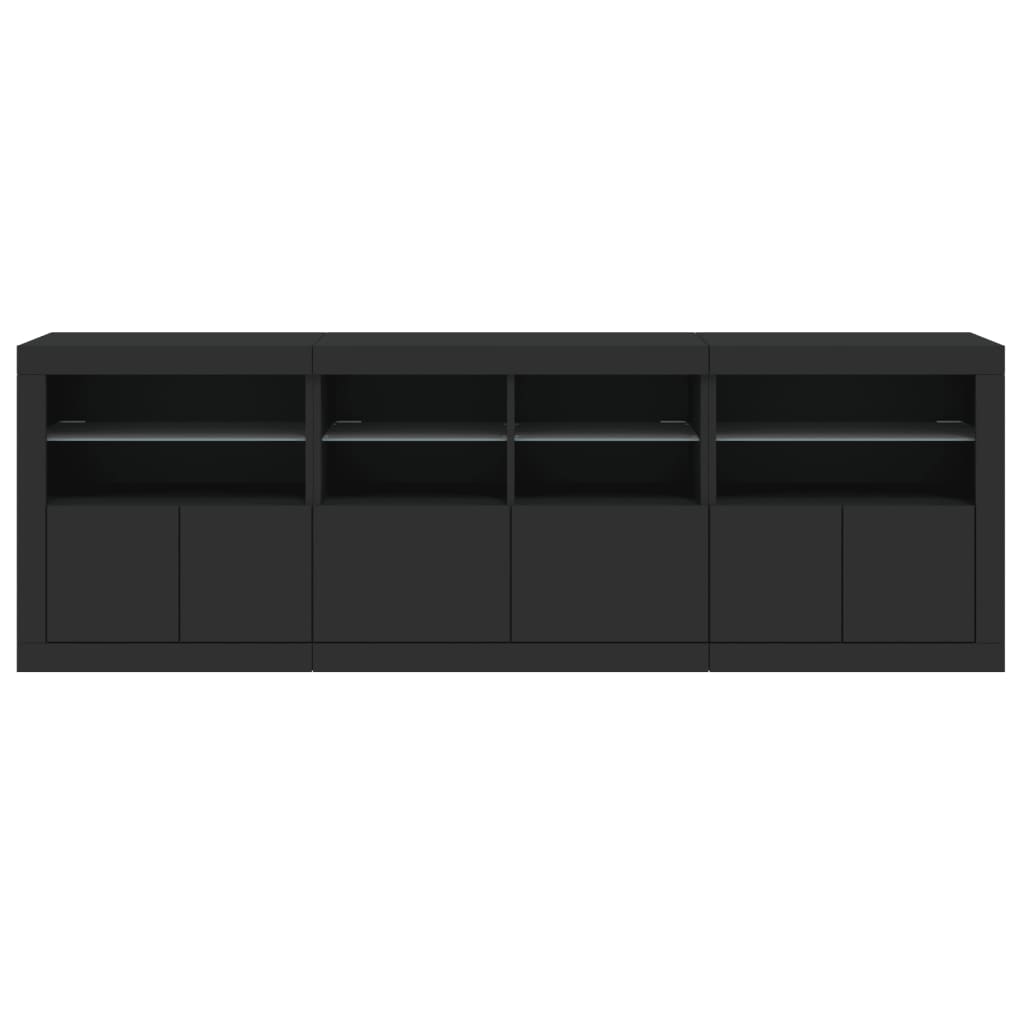 Sideboard mit LED-Leuchten Schwarz 202x37x67 cm