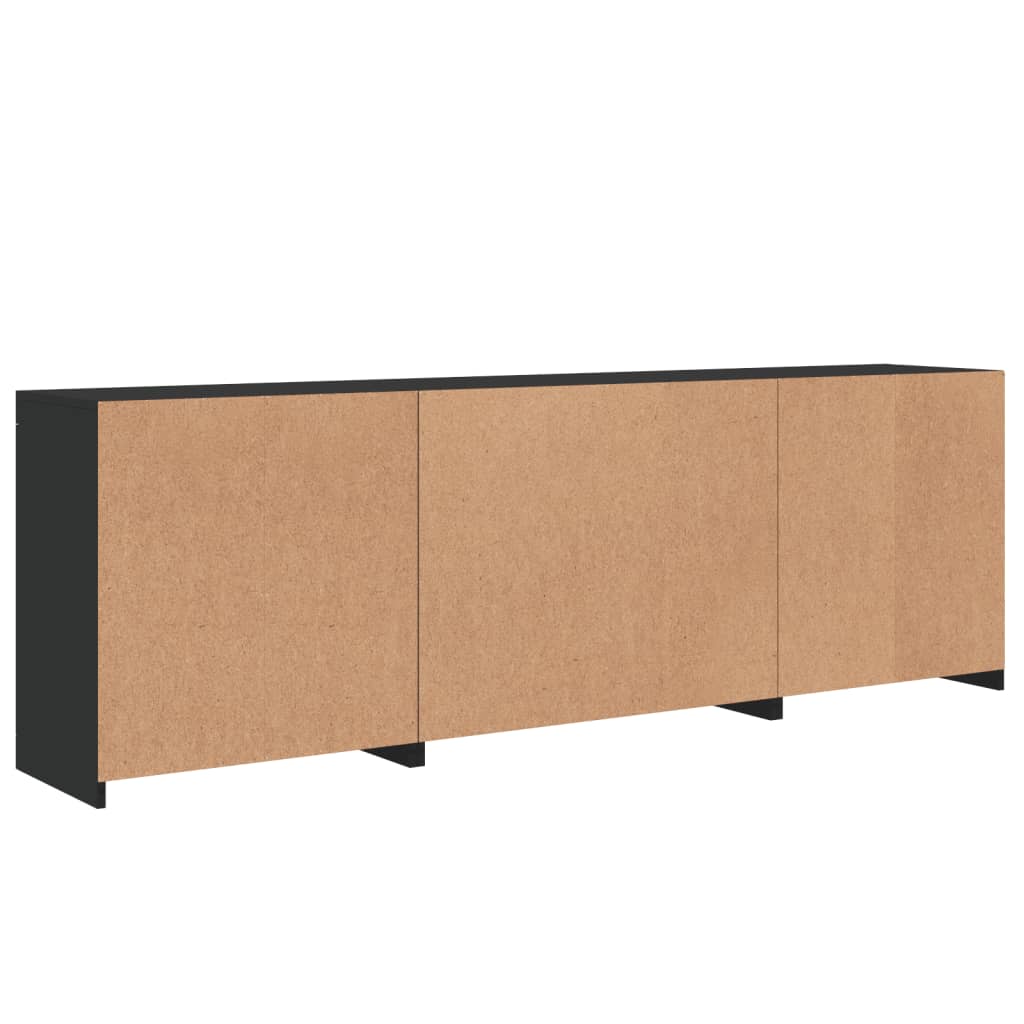 Sideboard mit LED-Leuchten Schwarz 202x37x67 cm