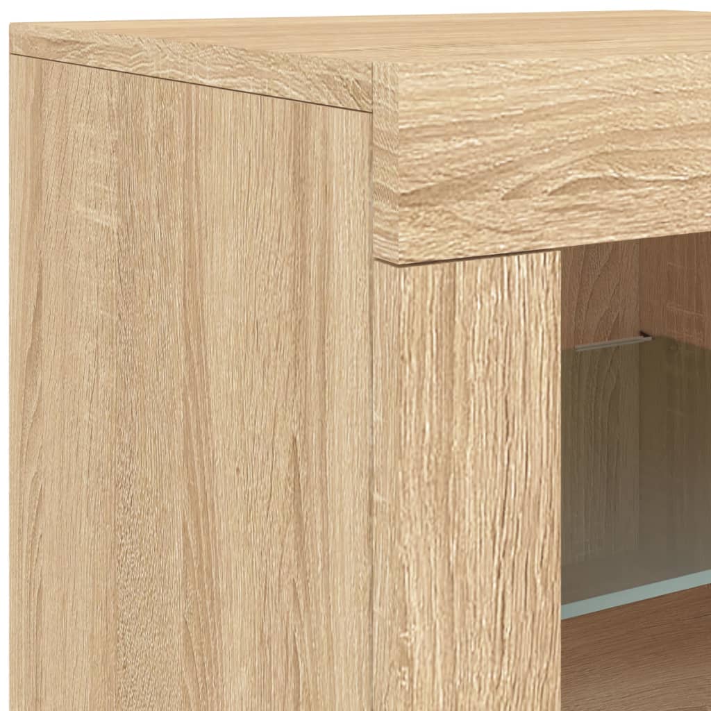 Sideboard mit LED-Leuchten Sonoma-Eiche 202x37x67 cm