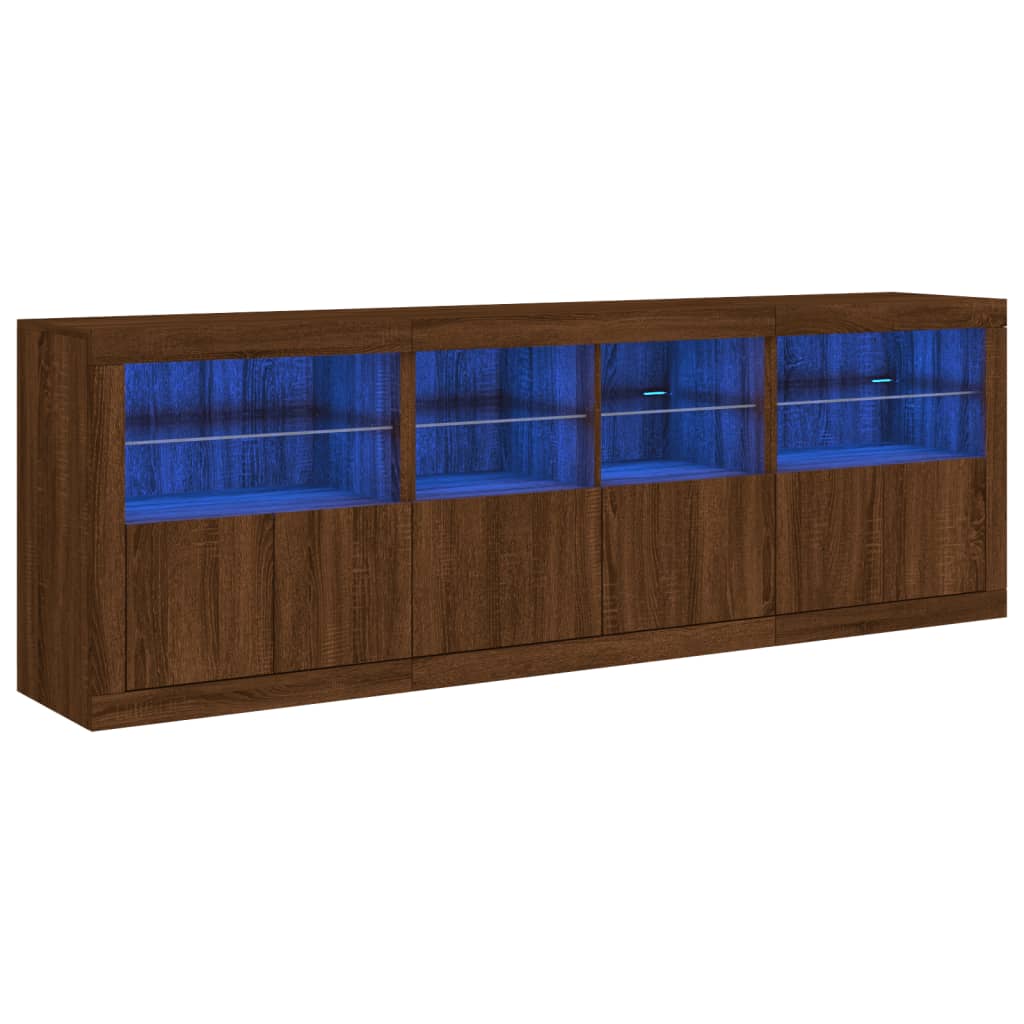 Sideboard mit LED-Leuchten Braun Eichen-Optik 202x37x67 cm