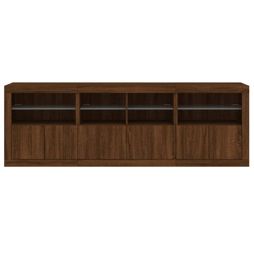 Sideboard mit LED-Leuchten Braun Eichen-Optik 202x37x67 cm