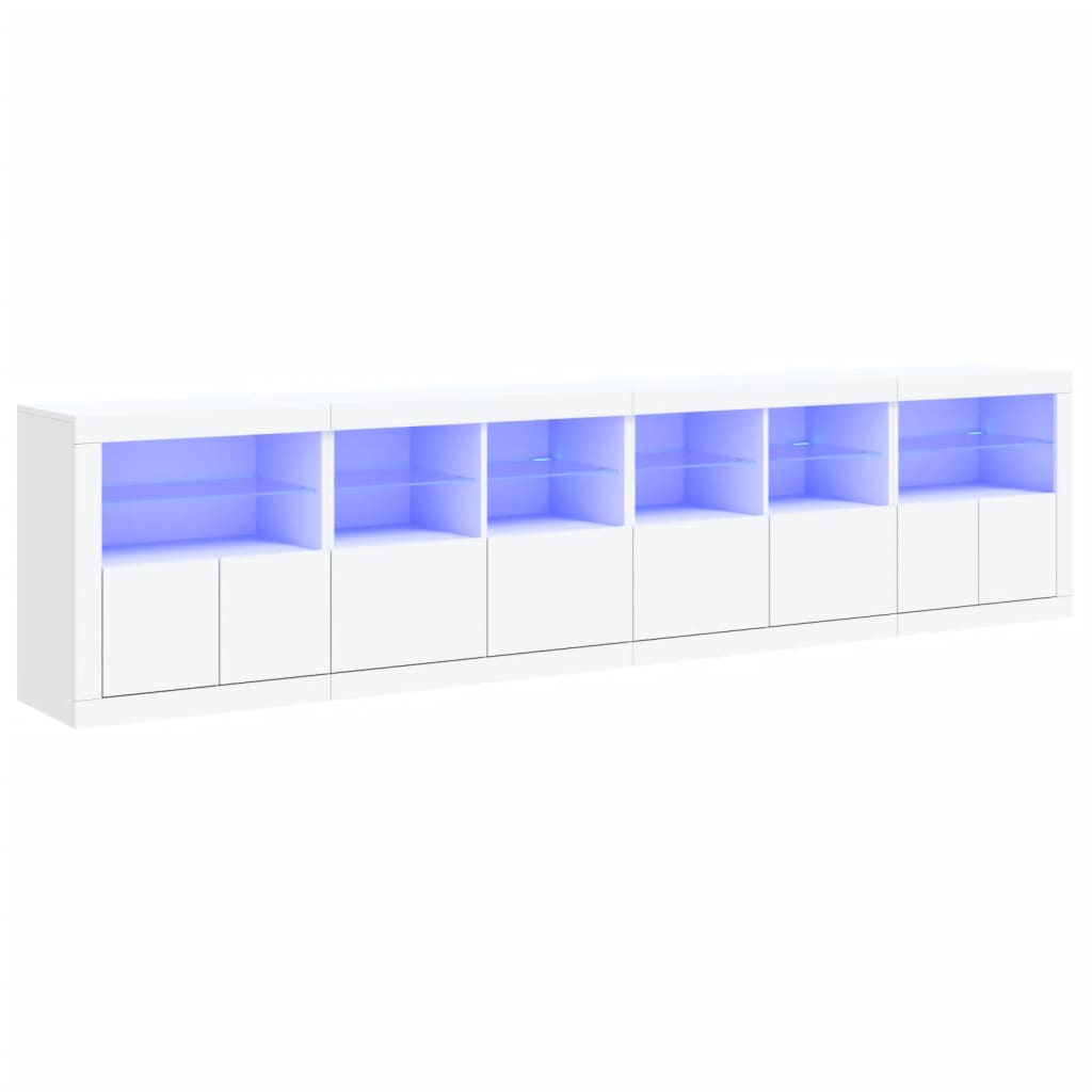 Sideboard mit LED-Leuchten Weiß 283x37x67 cm