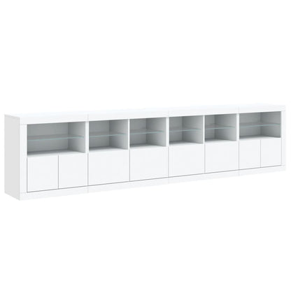Sideboard mit LED-Leuchten Weiß 283x37x67 cm