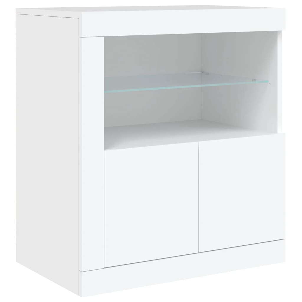 Sideboard mit LED-Leuchten Weiß 283x37x67 cm