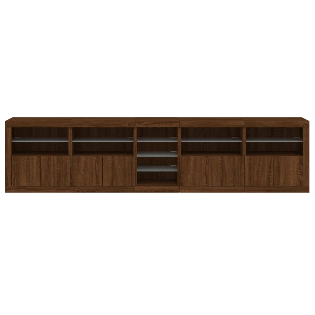 Sideboard mit LED-Leuchten Braun Eichen-Optik 283x37x67 cm