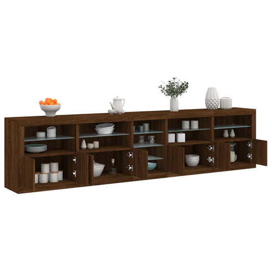 Sideboard mit LED-Leuchten Braun Eichen-Optik 283x37x67 cm