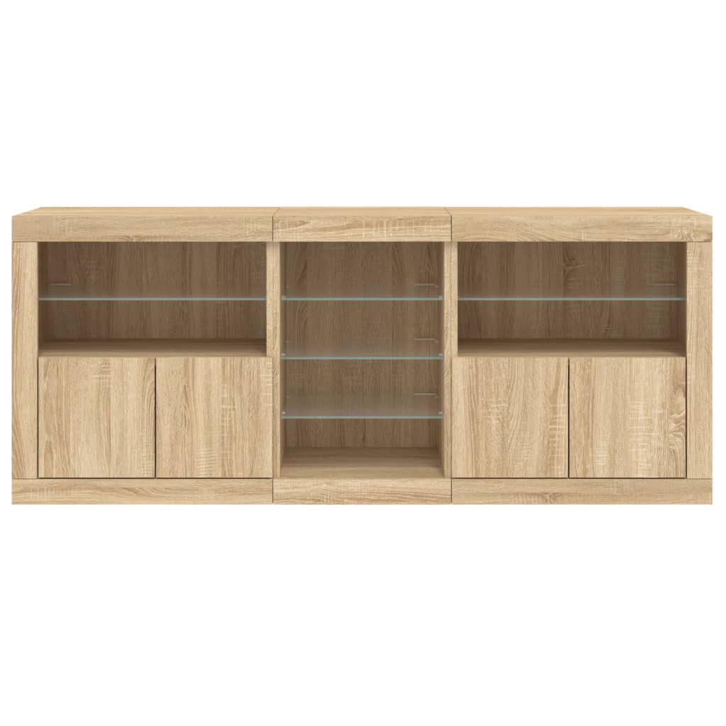 Sideboard mit LED-Leuchten Sonoma-Eiche 162x37x67 cm