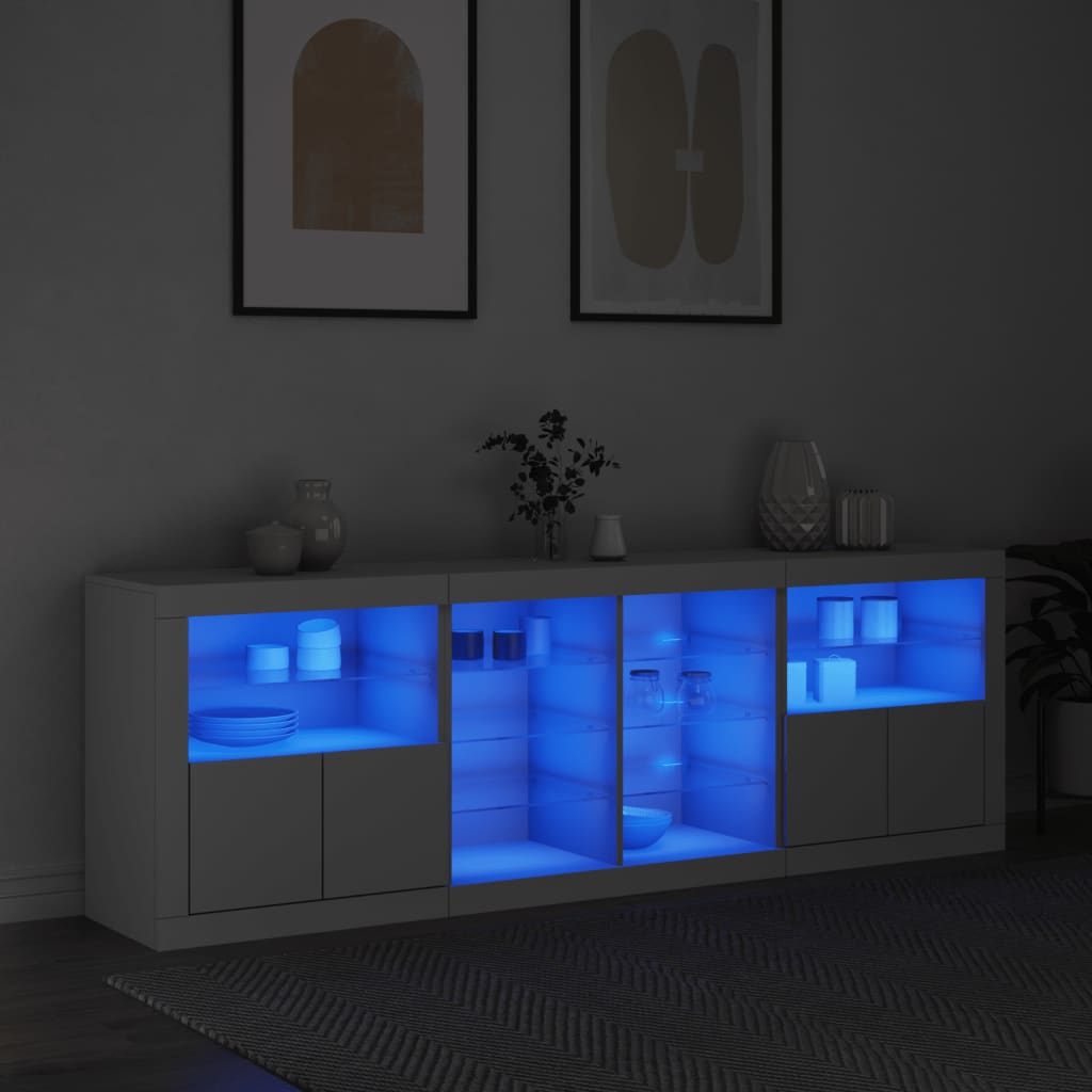 Sideboard mit LED-Leuchten Weiß 202x37x67 cm