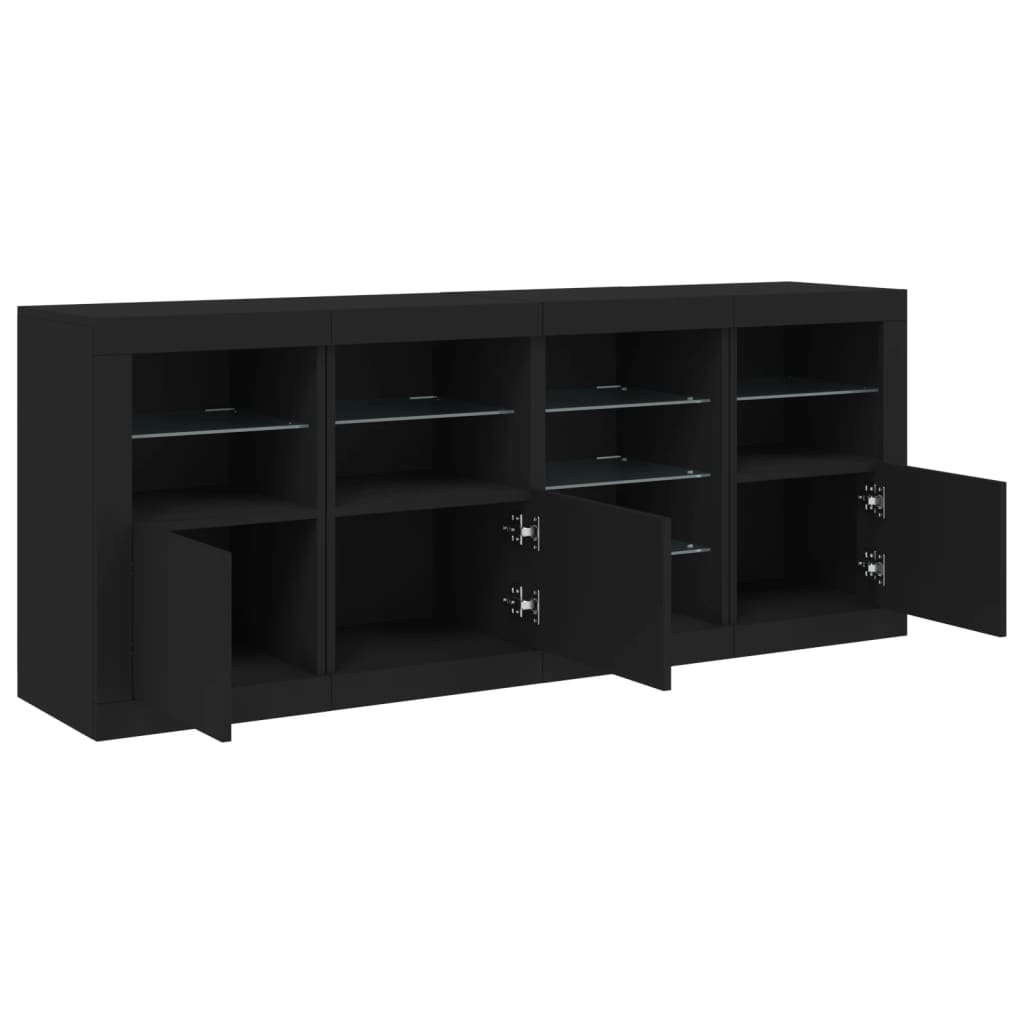 Sideboard mit LED-Leuchten Schwarz 164x37x67 cm