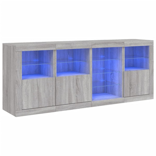 Sideboard mit LED-Leuchten Grau Sonoma 164x37x67 cm