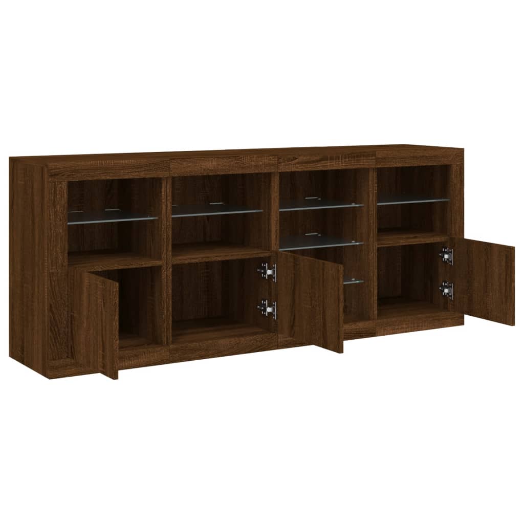 Sideboard mit LED-Leuchten Braun Eichen-Optik 164x37x67 cm