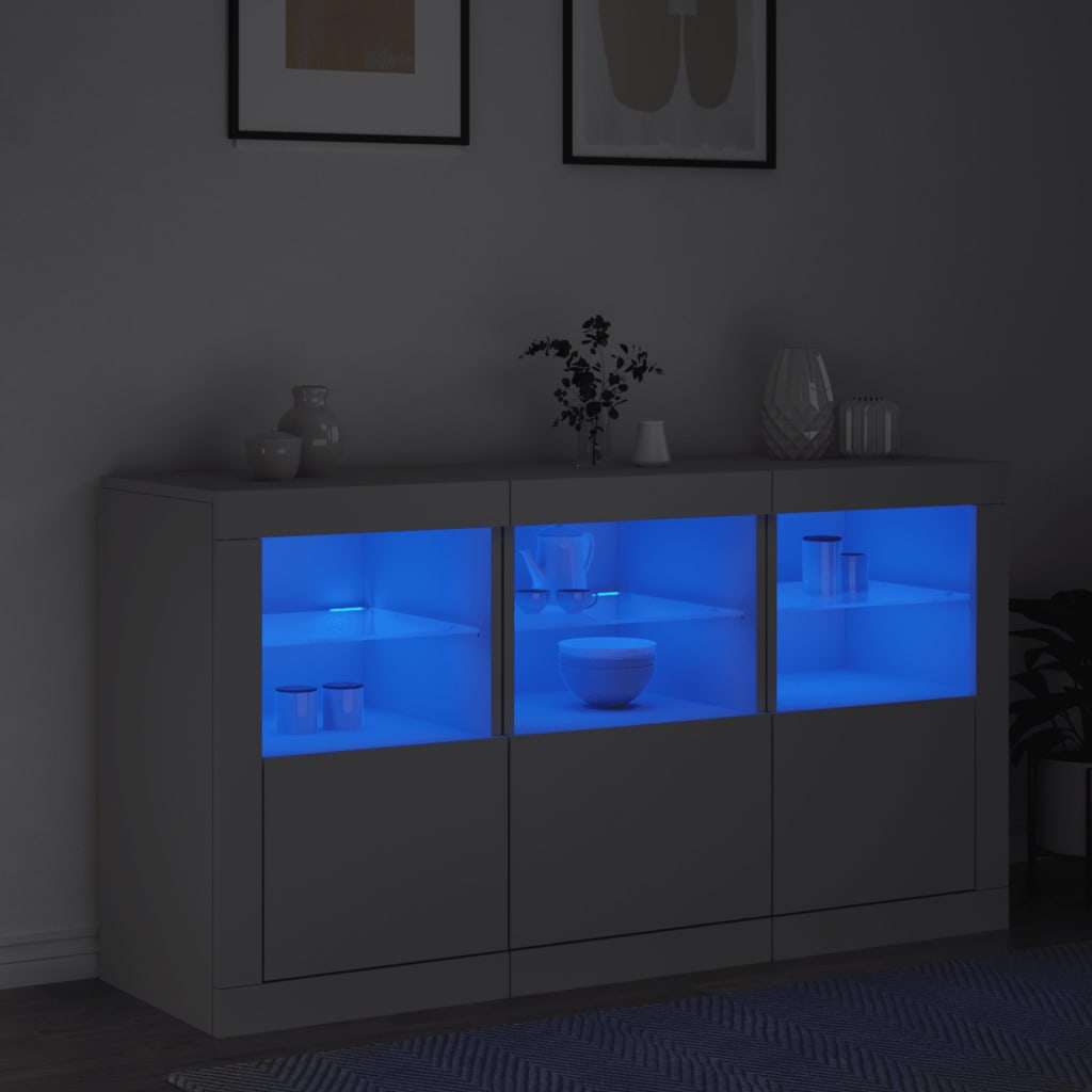 Sideboard mit LED-Leuchten Weiß 123x37x67 cm