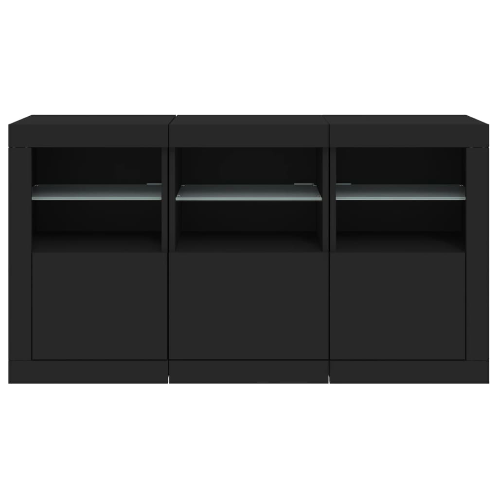 Sideboard mit LED-Leuchten Schwarz 123x37x67 cm