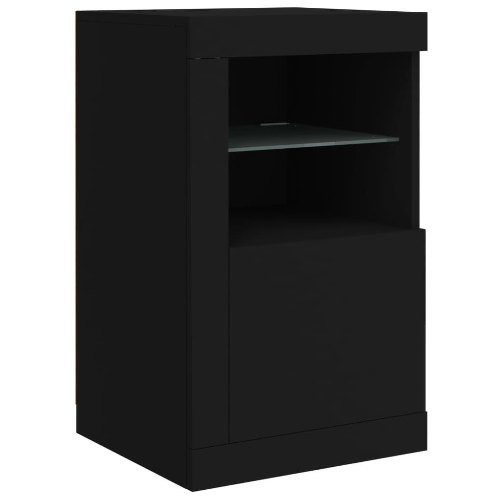 Sideboard mit LED-Leuchten Schwarz 123x37x67 cm