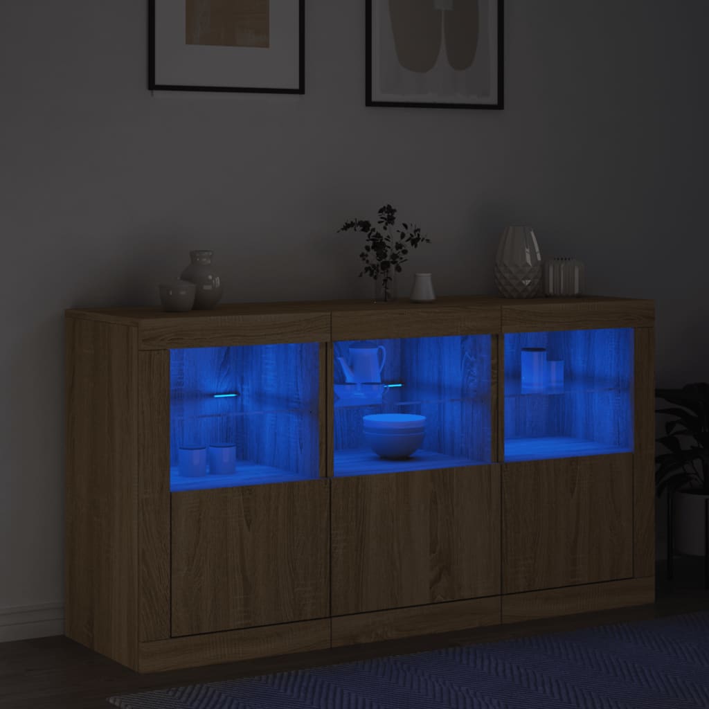 Sideboard mit LED-Leuchten Sonoma-Eiche 123x37x67 cm