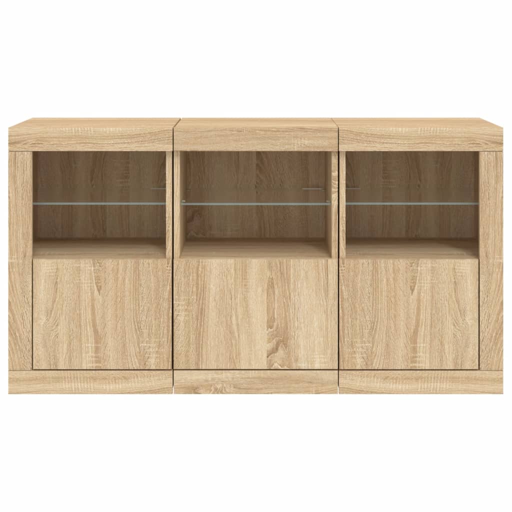 Sideboard mit LED-Leuchten Sonoma-Eiche 123x37x67 cm