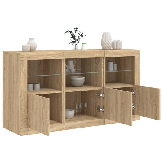 Sideboard mit LED-Leuchten Sonoma-Eiche 123x37x67 cm