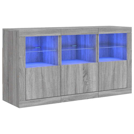 Sideboard mit LED-Leuchten Grau Sonoma 123x37x67 cm
