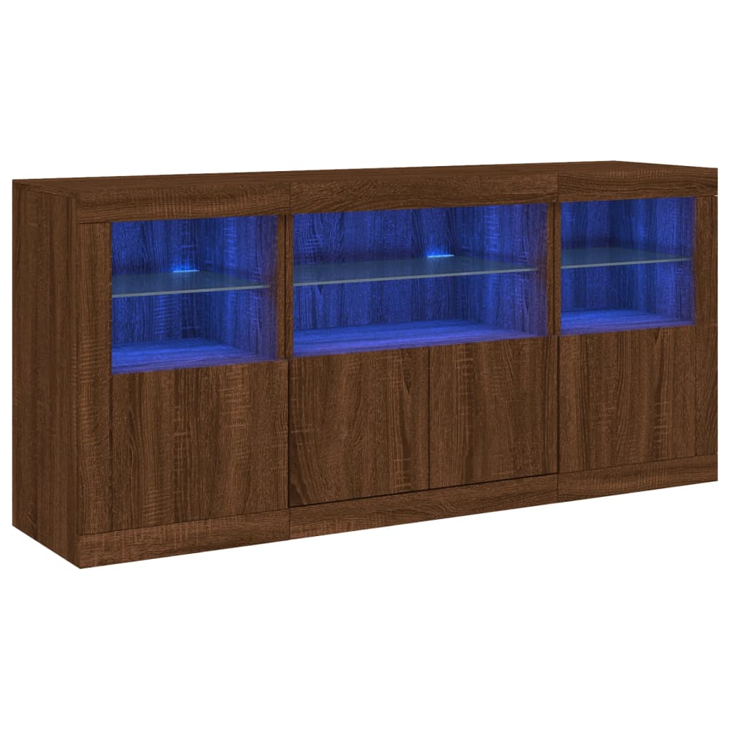 Sideboard mit LED-Leuchten Braun Eichen-Optik 142,5x37x67 cm